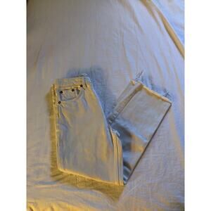 Zara white denim jean pants with frayed raw hem Size 4